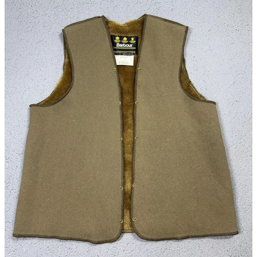 Barbour Vest Mens Medium Brown Fleece Lining Snap In Liner Made England